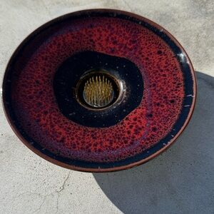Vintage Studio Pottery Ikebana Bowl – Signed “GH”